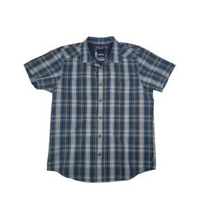 Prana Shirt Men's Size Large Multi-color Plaid Short Sleeve Button Front Logo